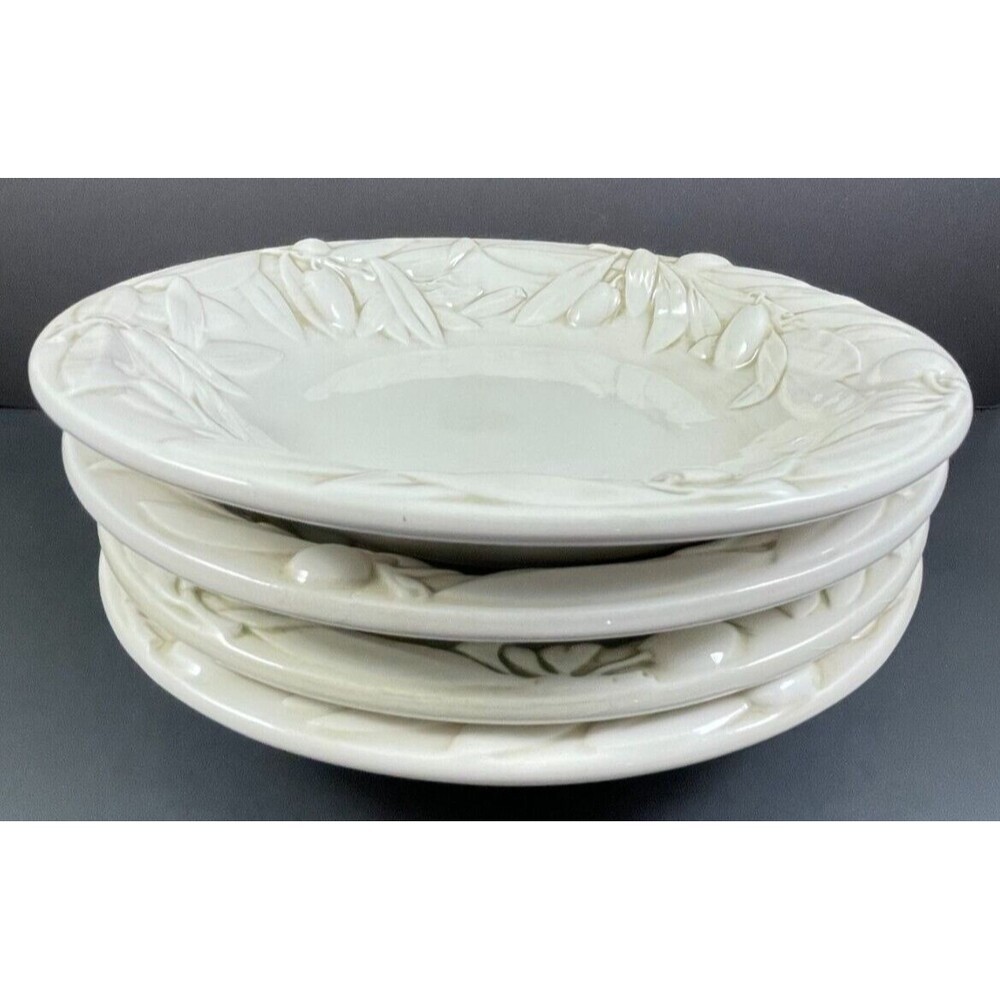 Williams Sonoma Soup Pasta Bowls Tuscan Olive Set of 4 Retired 9” Made in Italy